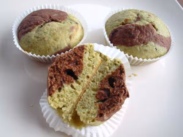 Muffins marbre matcha cacao pour flo