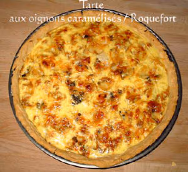 Tarte aux oignons caramelises roquefort parmesan