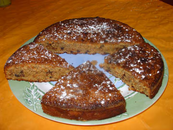 Gateau aux noix rhum et pepites de chocolat
