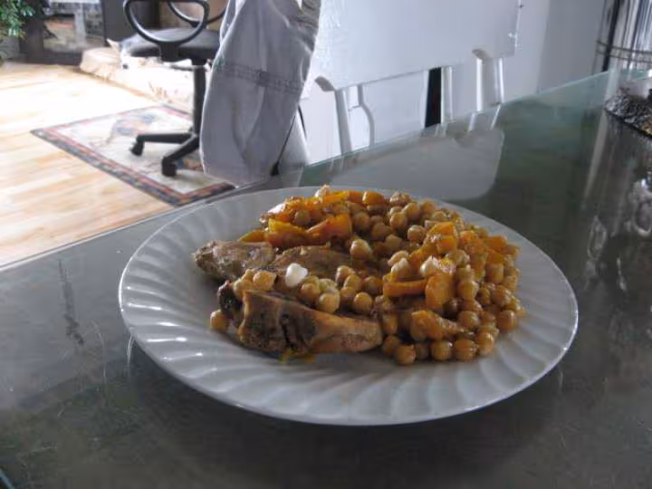Chop de porc courge et pois chiche
