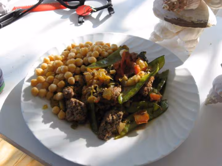 Legumes et steak hache ect