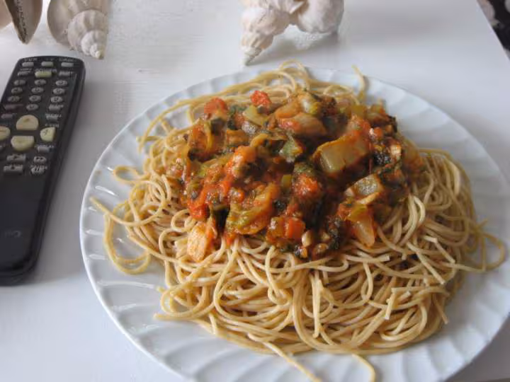 Spaghetti de ble entier et legumes