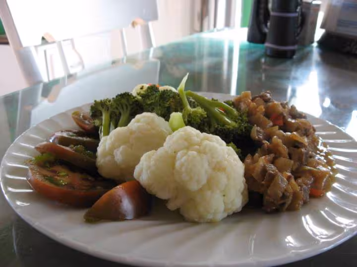 Steak en cube brocoli chou fleur ect