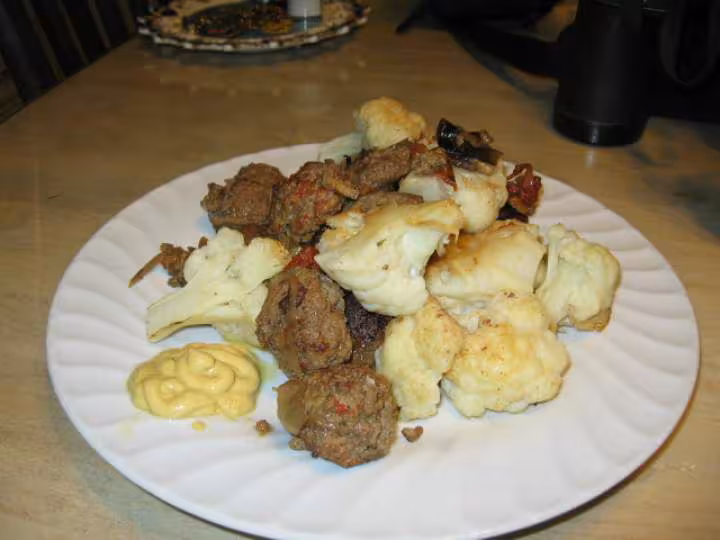 Steak hache champignon chou fleur