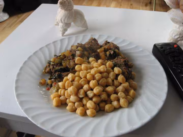 Steak hache et pois chiche
