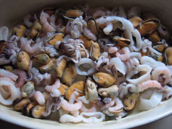 Les fruits de mer pour le clafoutis gourmand de cpanpan au thermomix