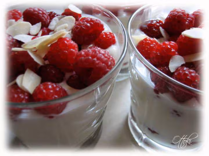 Verrines vanillees aux framboises