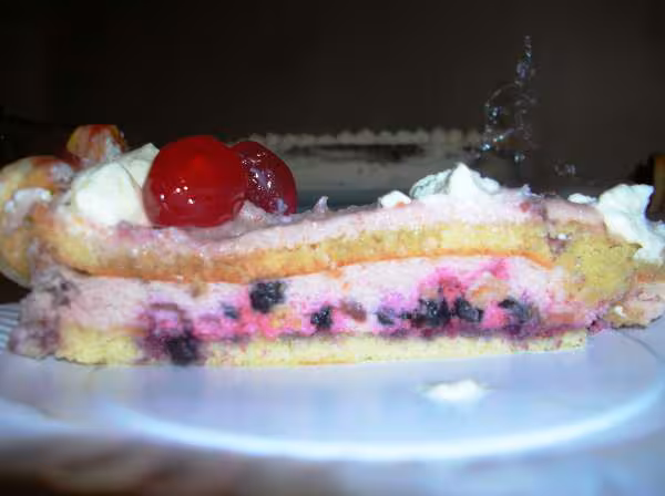 Gateau de l amour myrtille framboise en coupe