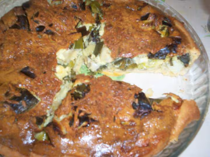 Flan de poireaux sur pate pizza