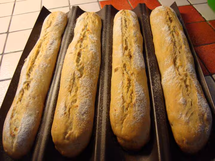 Baguettes aux lardons sur poolish