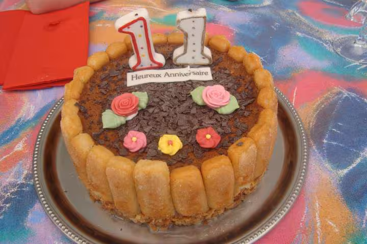 Charlotte au chocolat pour les 11 ans de ma petite fille mahaud