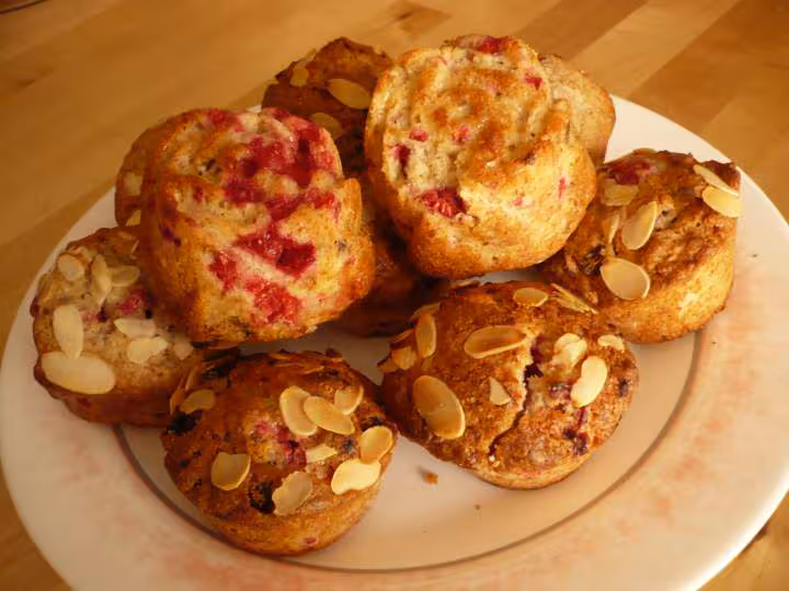 Muffins aux framboises du jardin