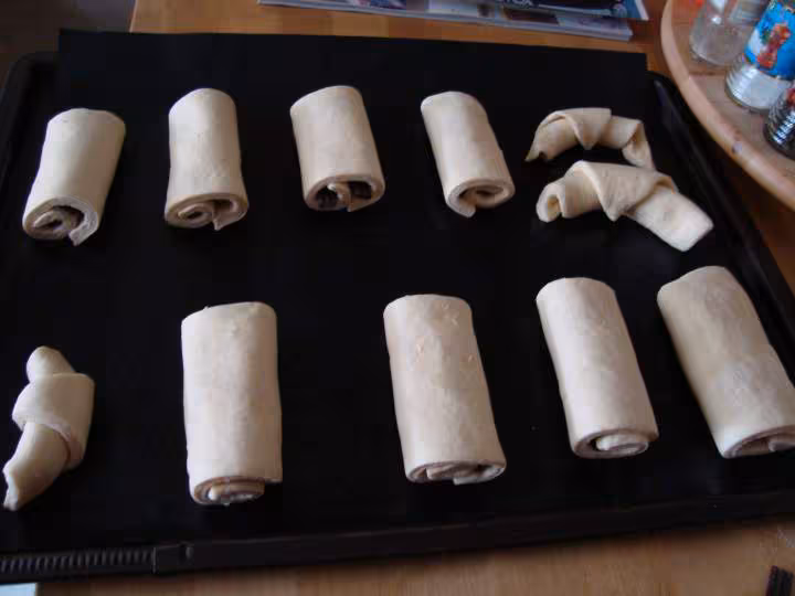 Petits pains choco croissants en levee