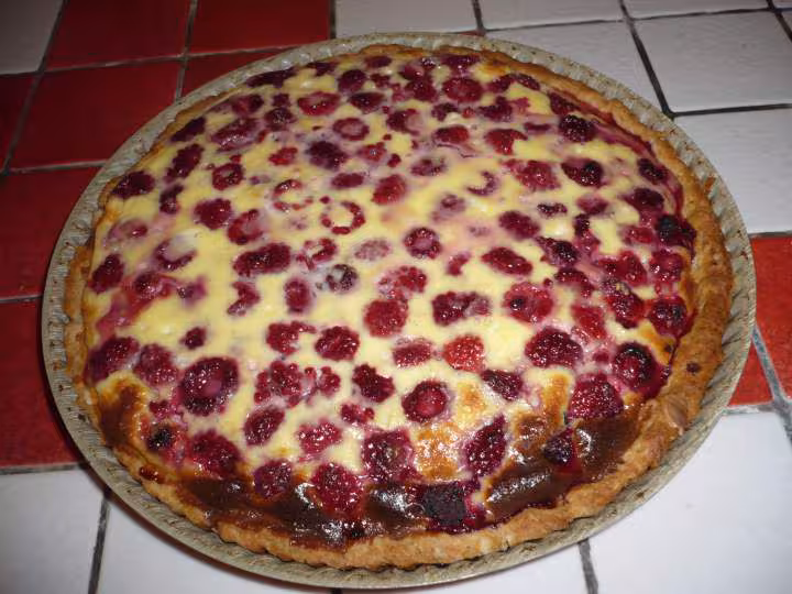 Tarte aux framboises du jardin