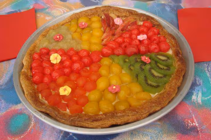 Tarte aux fruits pour les anniversaires de dimanche dernier