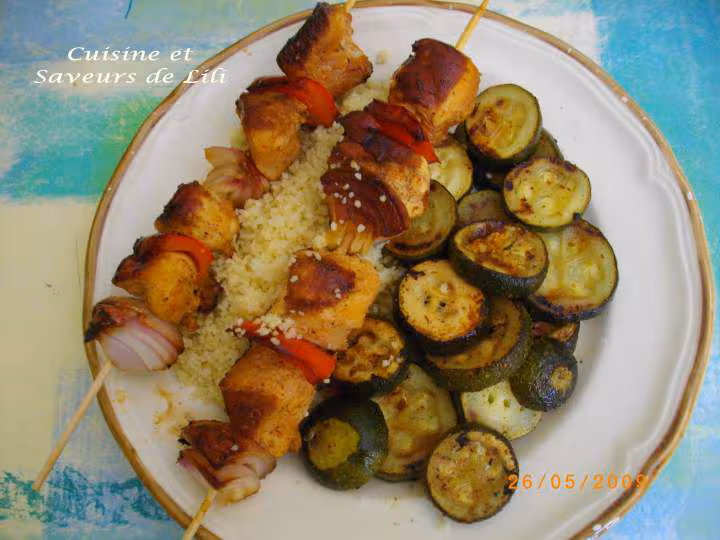 Brochettes de poulet au miel