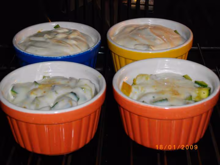 Cassolettes de courgette au curry preparation