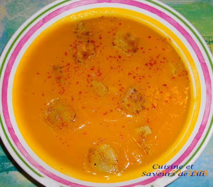 Creme de potimarron et topinambours poeles