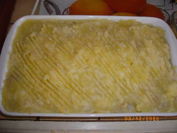 Hachis parementier aux topinambours avant cuisson au four