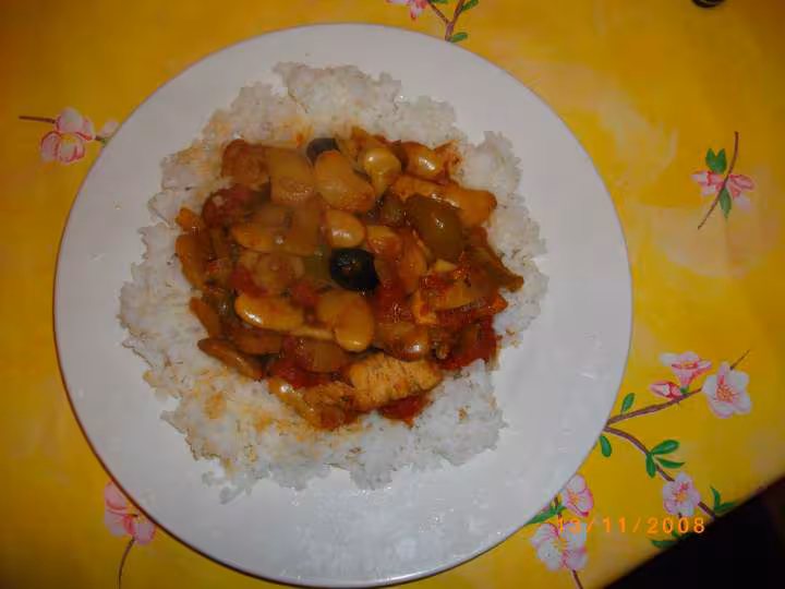 Poulet a la mediterraneenne et riz