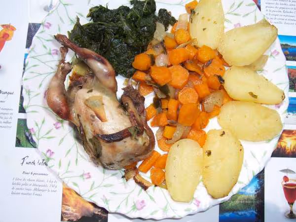 Presentation caille au miel et au basilic