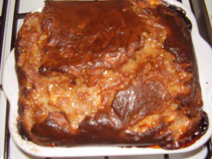 Mon pudding maison au chocolat et fruits secs plus pres