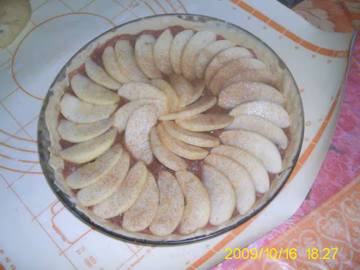 Tarte aux pommes et rhubarbe