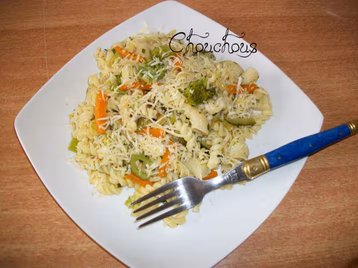 Torsades aux courgettes carottes poireaux et brocolis