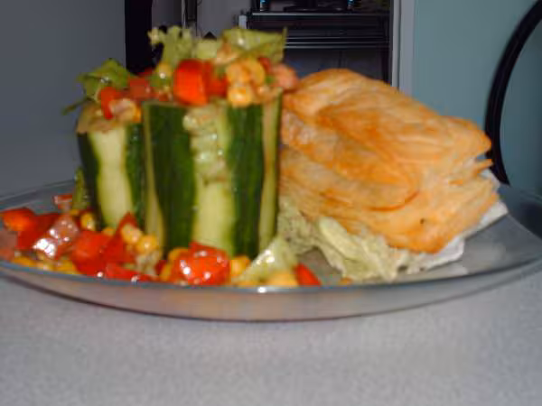 Timballe de cruidite et feuillete fromage