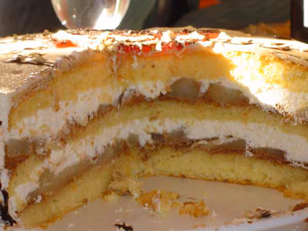 Gateau poire chantilly mousse chocolat