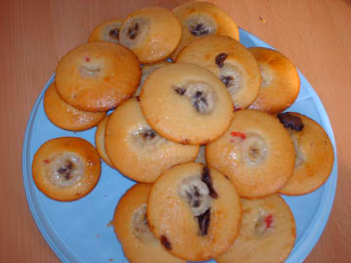 Muffins chocolat banane groseille