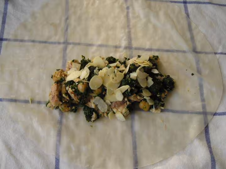 Nems epinards saumon amandes