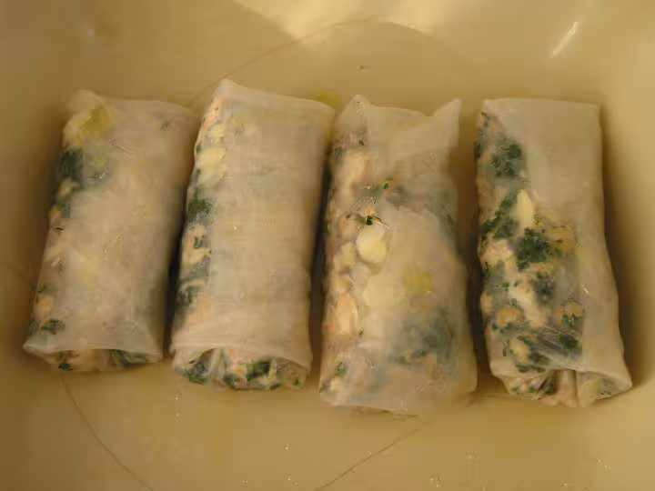 Nems epinards saumon amandes