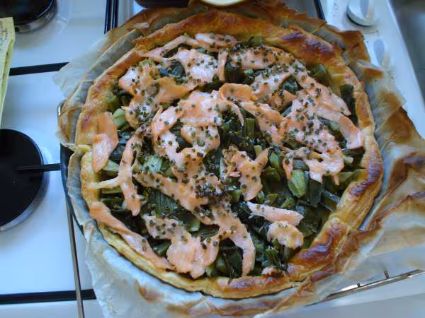 Tarte poireau et saumon