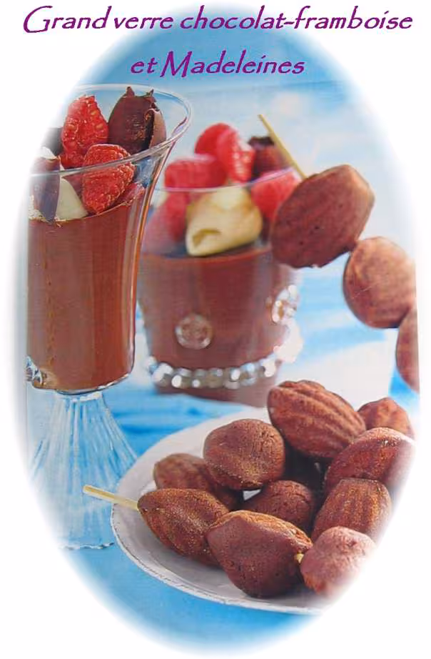 Grand verre choco framboise et madeleines felder
