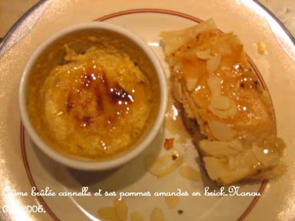 Creme brulee et ses pommes amandes en brick 2
