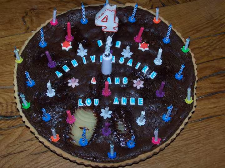 Tarte poire chocolat pour les 4 ans de lou anne