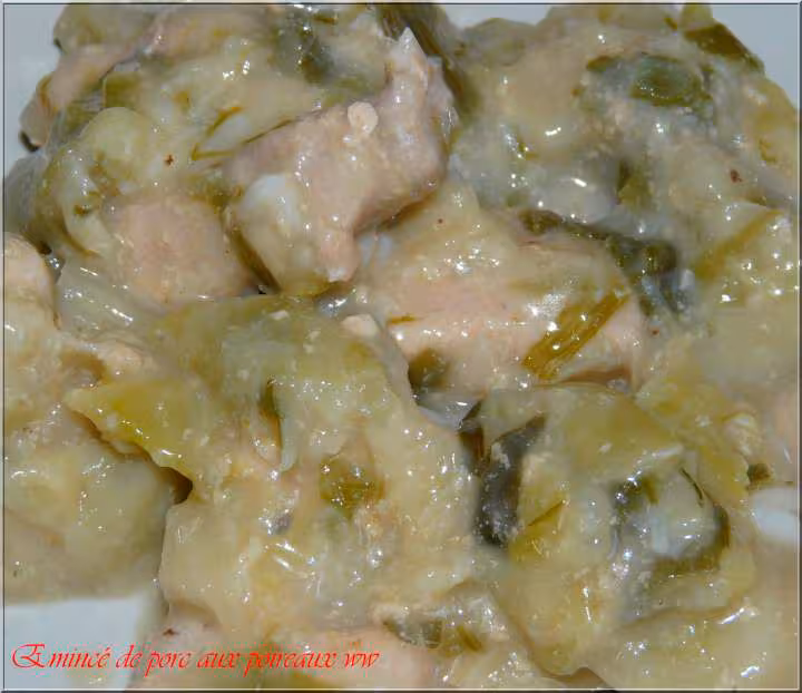 Emince de porc aux poireaux en cocotte ww