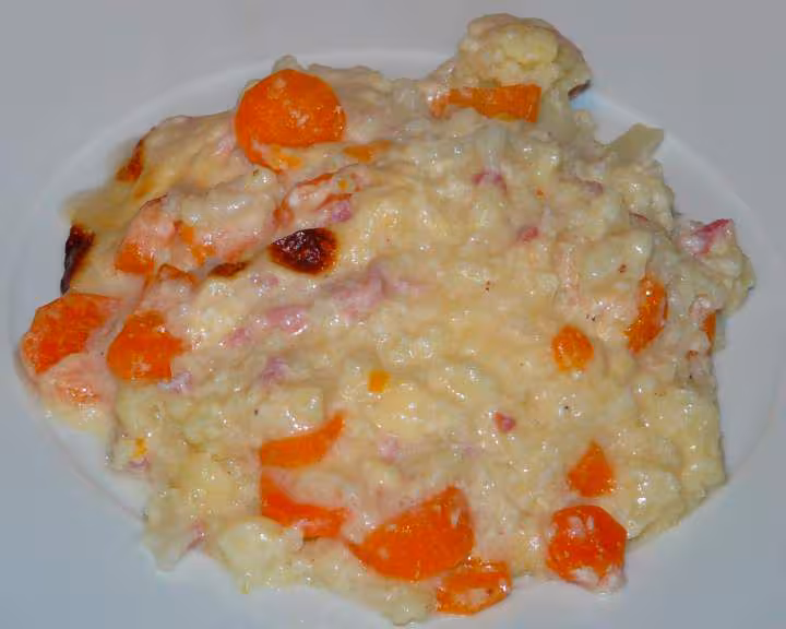 Gratin chou fleur et carottes