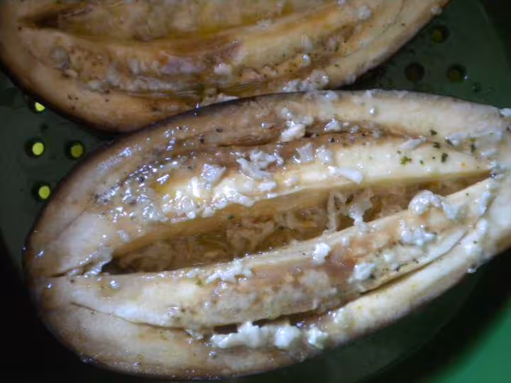 Aubergine vapeur au gorgonzola