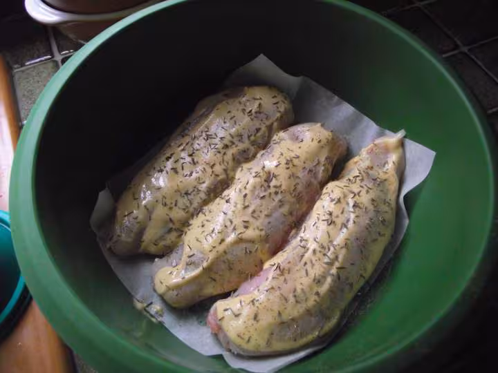 Blanc poulet a la moutarde au micro vap