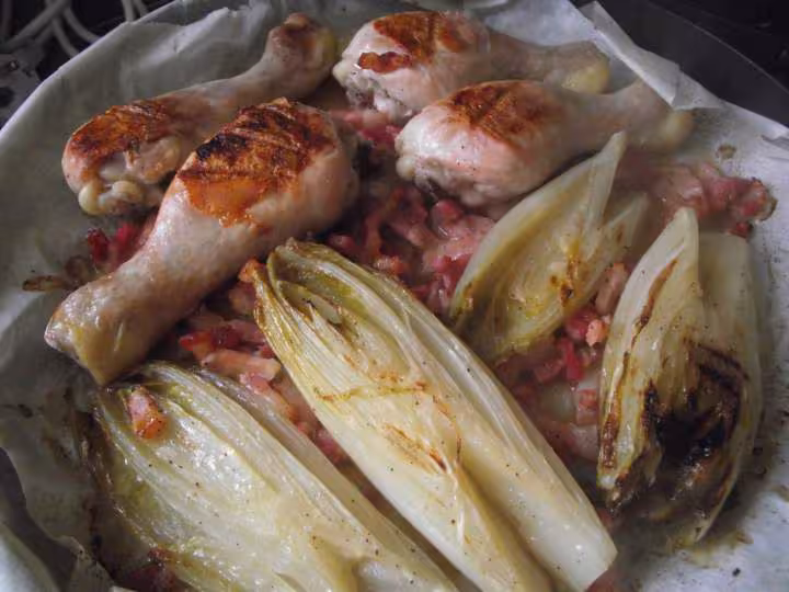 Pilon poulet endives lardons