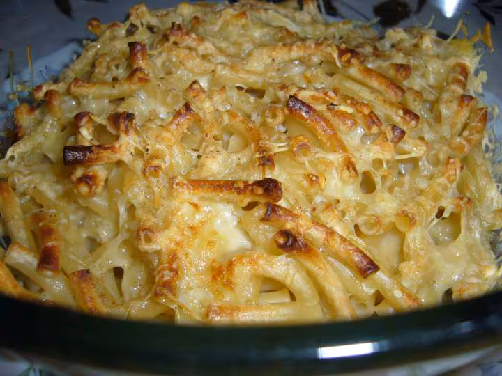 Gratin de macaronis aux 3 fromages