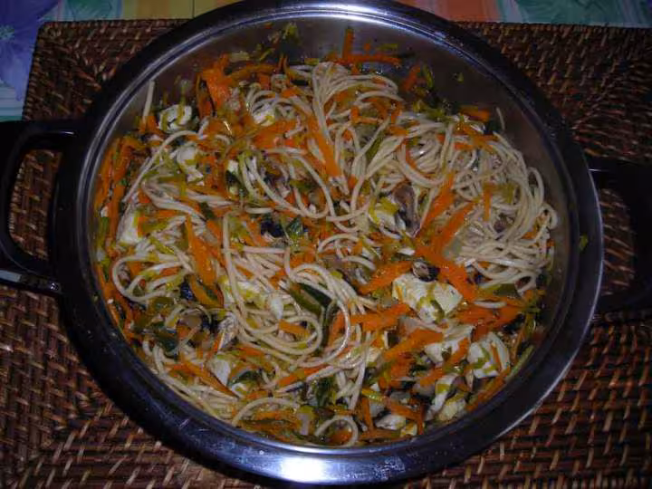 Meli melo de dinde aux nouilles chinoises