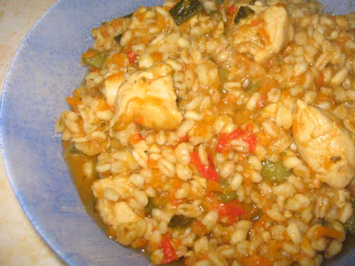Ble au eminces de poulet et legumes
