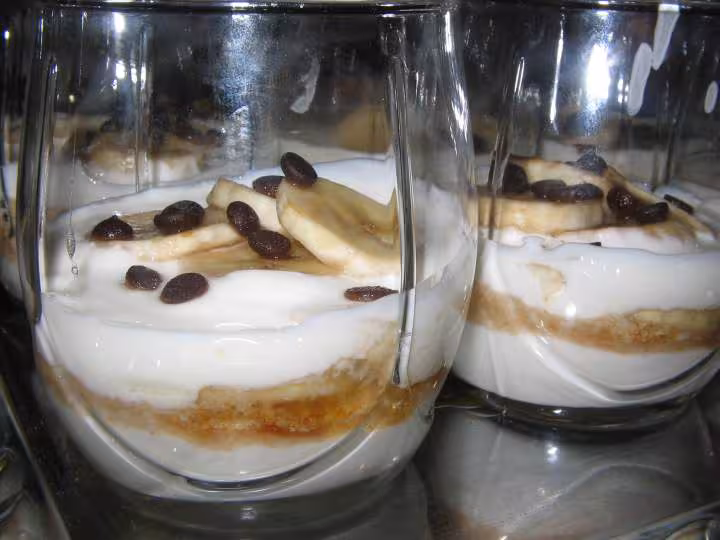 Cremes a la banane et au chocolat