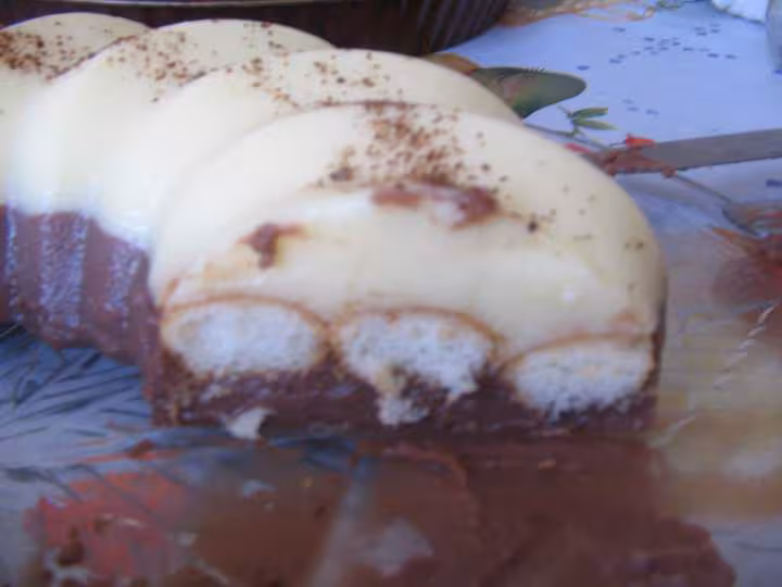 Flan vanille choco et boudoirs coupe