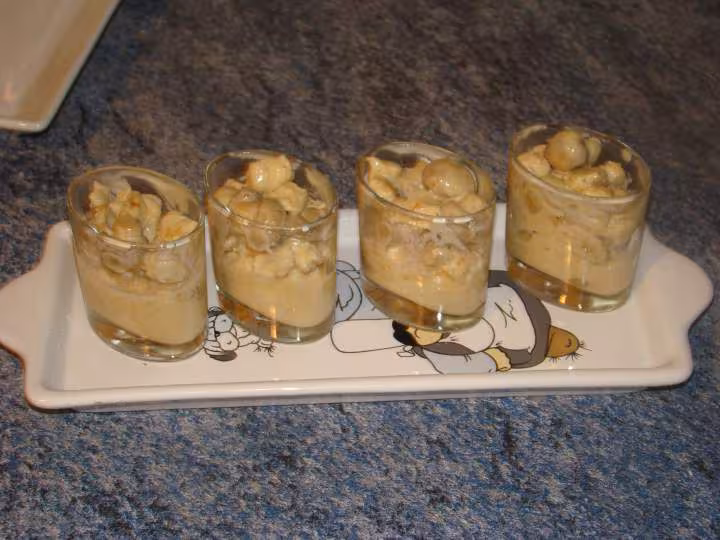 Des de poulet et champignons a la creme