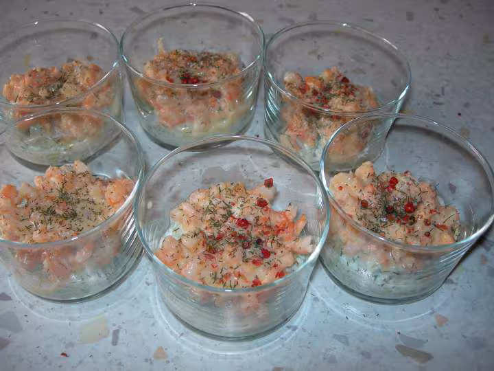 Verrines tzatziki crevettes