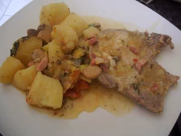 Cotes de porc et ses legumes